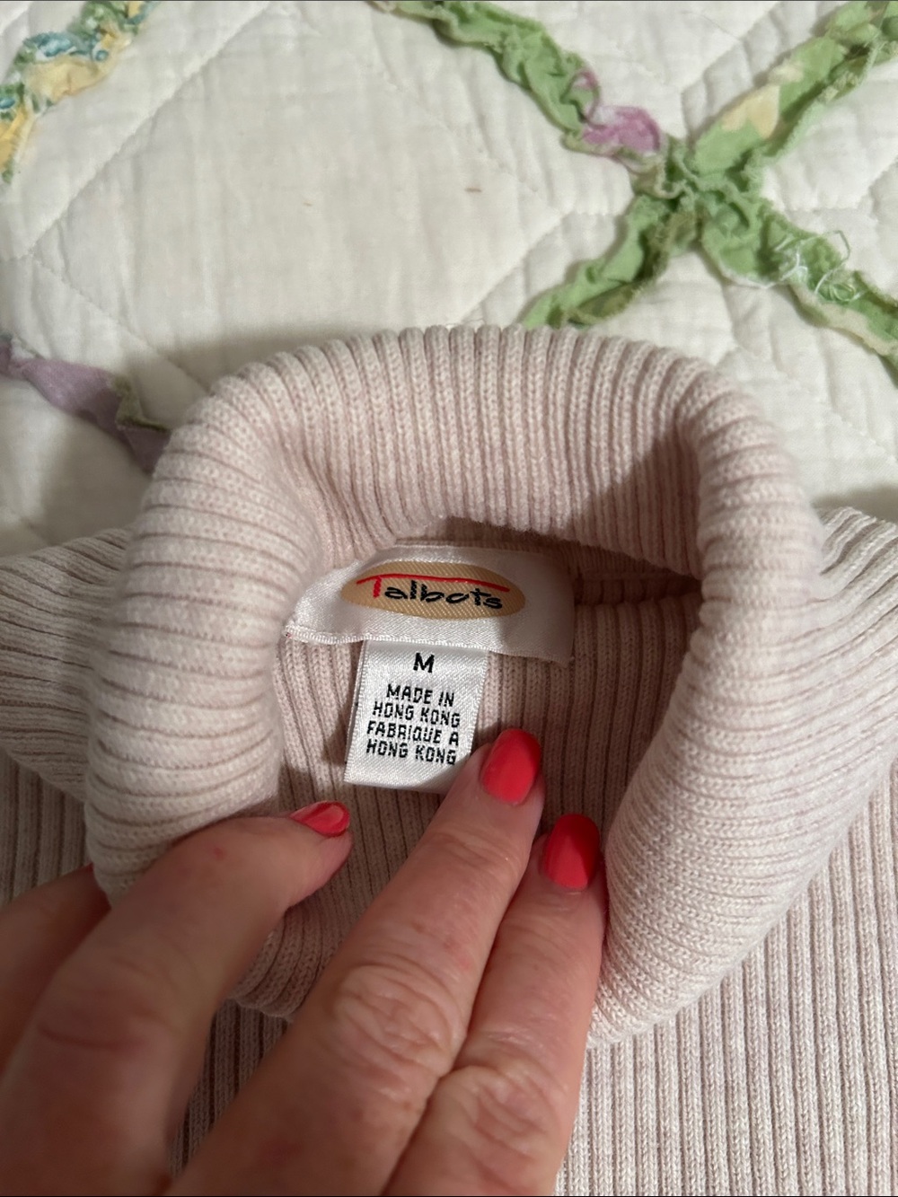 Talbots Cream Ribbed Turtleneck Sweater - Picture 2 of 4
